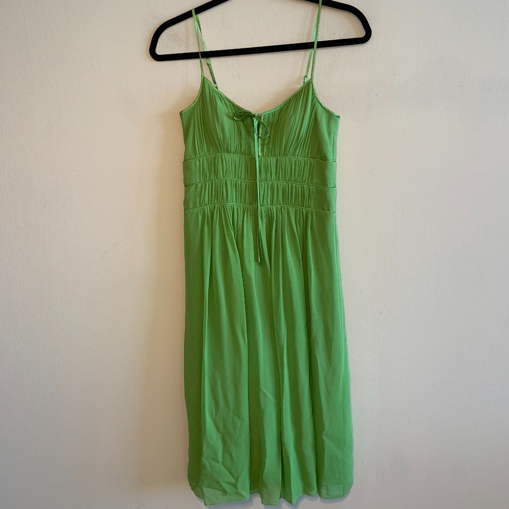 BCBG Paris 100% Green Silk Dress